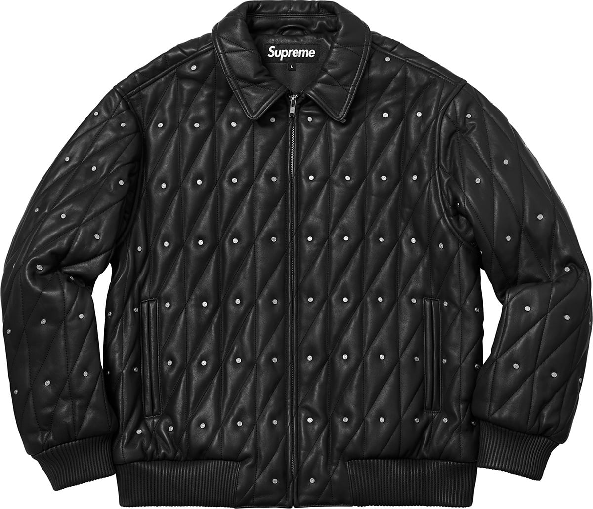 Quilted Studded Leather Jacket view 18